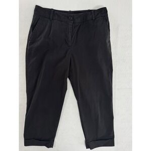 Talbots Heritage Petites Black Chino Crop Pants Cuffed Straight Leg‎ Size 8P